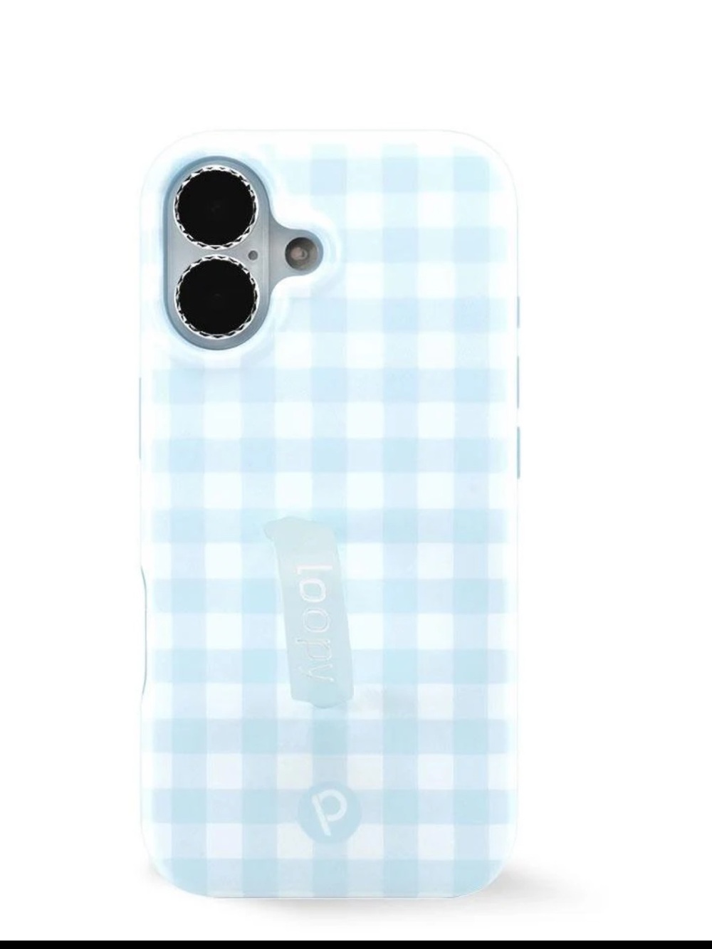 Loopy Case Light Blue Gingham iPhone 17 Case with Loop Grip